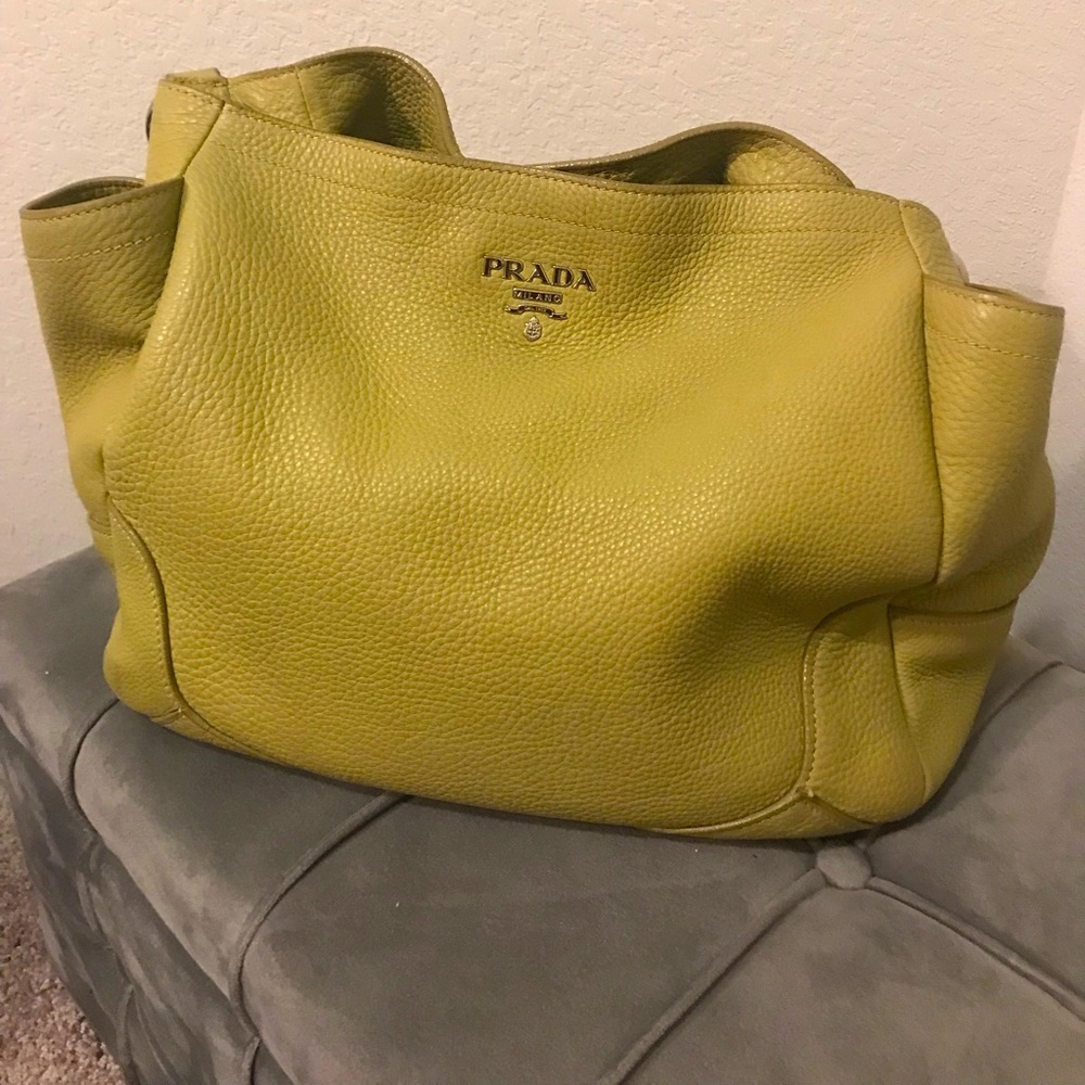 Prada Green Leather Hobo Bag